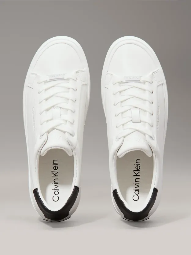 White / Black Leather Trainers