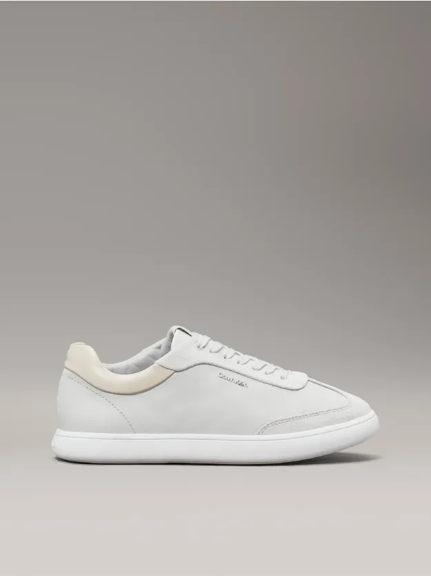 Pearl Grey/Stony Beige Leather Low Profile Trainers