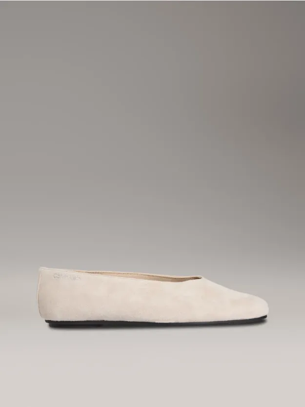 Stony Beige حذاء باليرينا من الشامواه