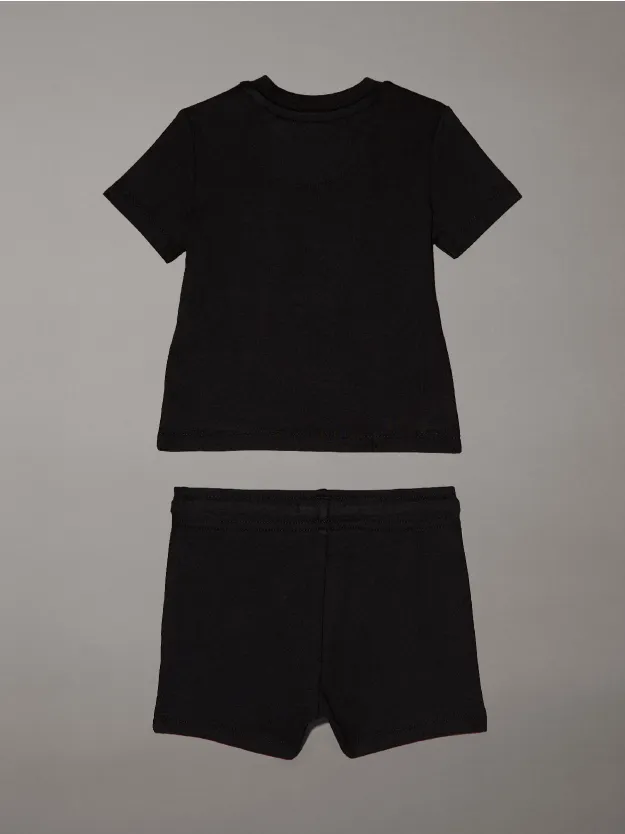 Ck Black طقم شورت وتيشرت للأطفال حديثي الولادة
