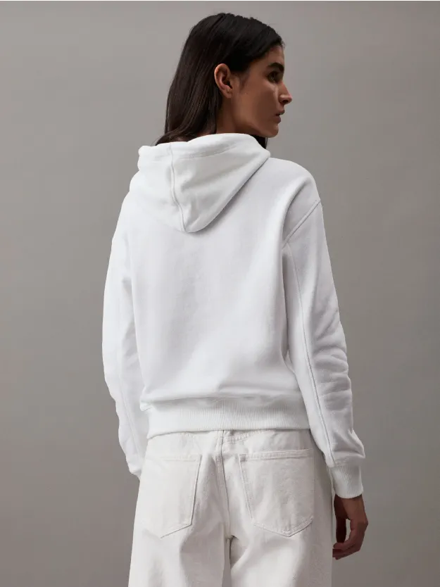 Bright White Cotton Blend Fleece Hoodie