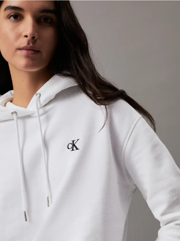 Bright White Cotton Blend Fleece Hoodie
