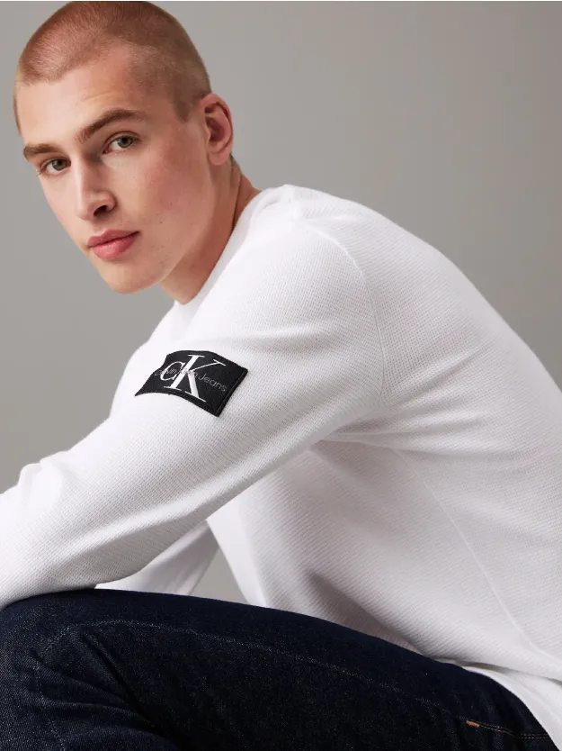  تيشرت وافل سليم بأكمام طويلة