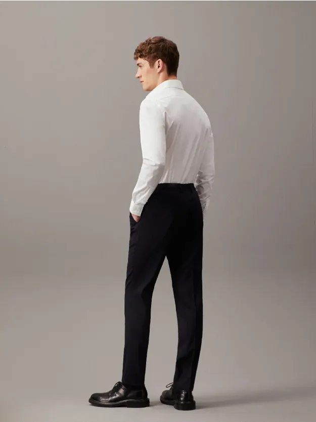 أبيض قميص رسمي من قماش البوبلين بقصة سليم