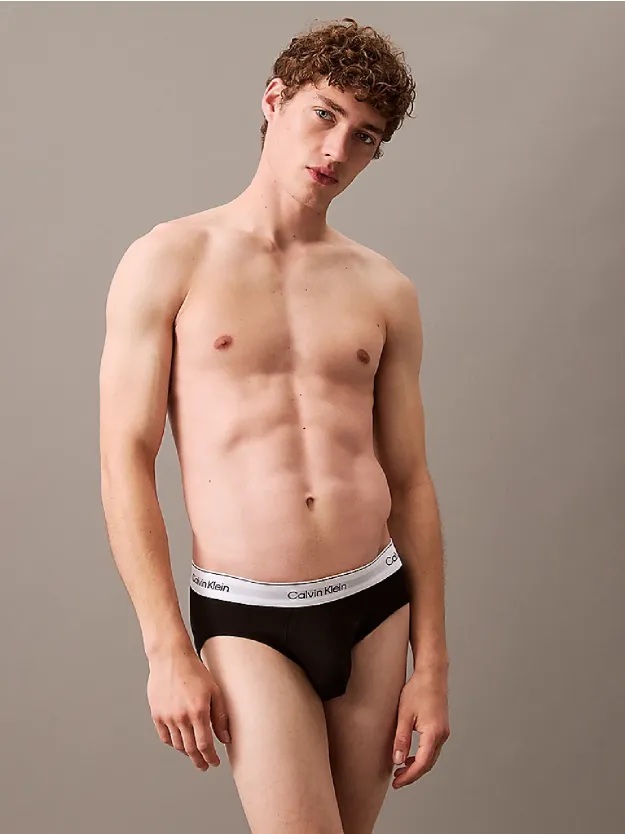 Grey Heather/White/Black 3 Pack Briefs - Icon Cotton Stretch