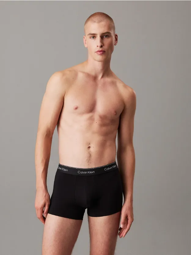 B- WHITE, BEAU BLUE, LEAFY FUN LGS 3 Pack Trunks - Icon Cotton Stretch