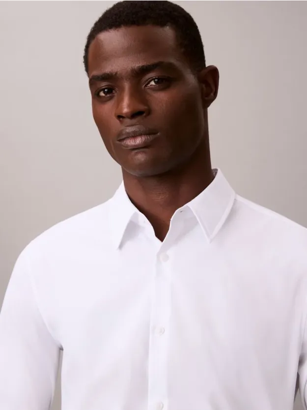 Brilliant White Supima Stretch Cotton Slim Shirt