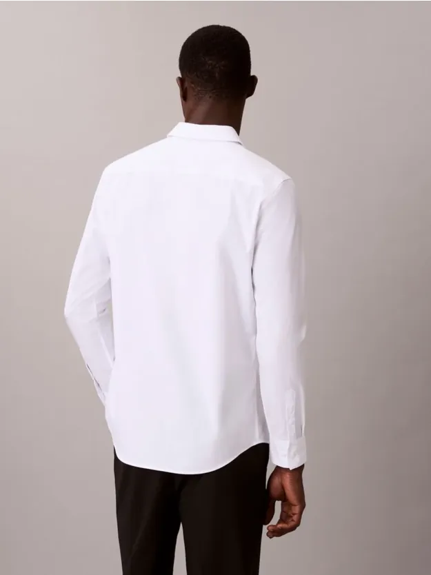 Brilliant White Supima Stretch Cotton Slim Shirt