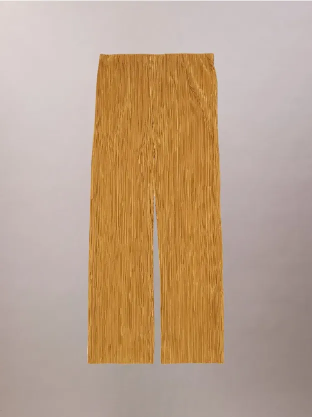 Gold Ice بنطال بنمط بليسيه سهل الارتداء