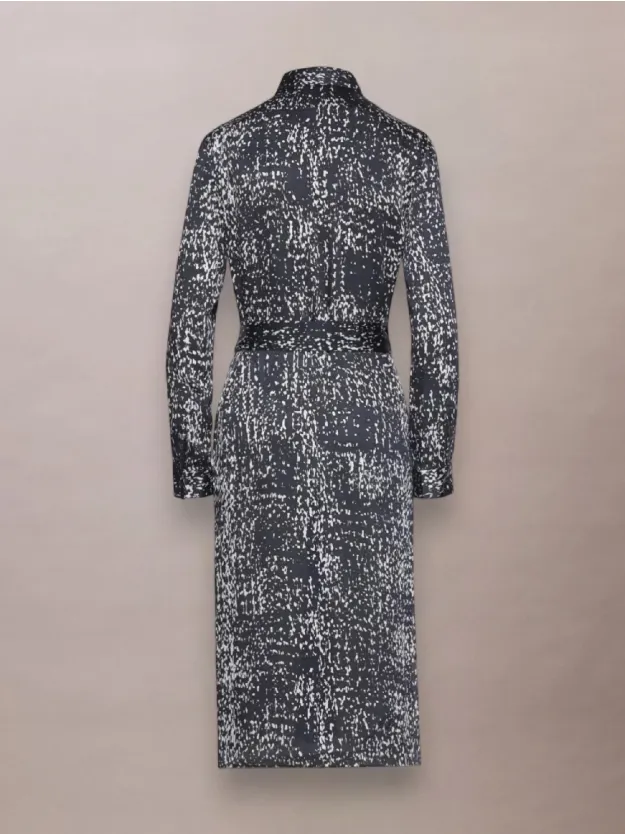 Inkwell فستان قميص مطبوع ساتان