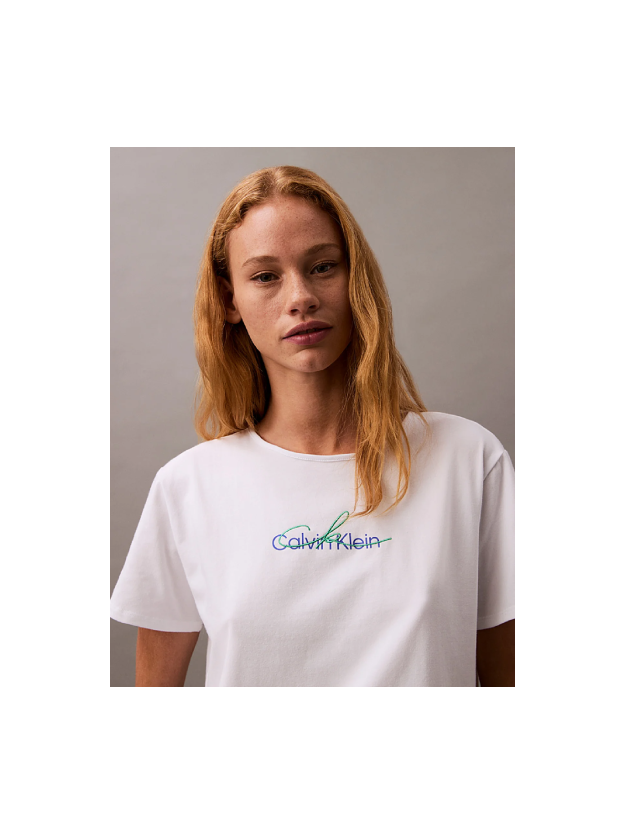 Brilliant White Slim Script Logo T-shirt