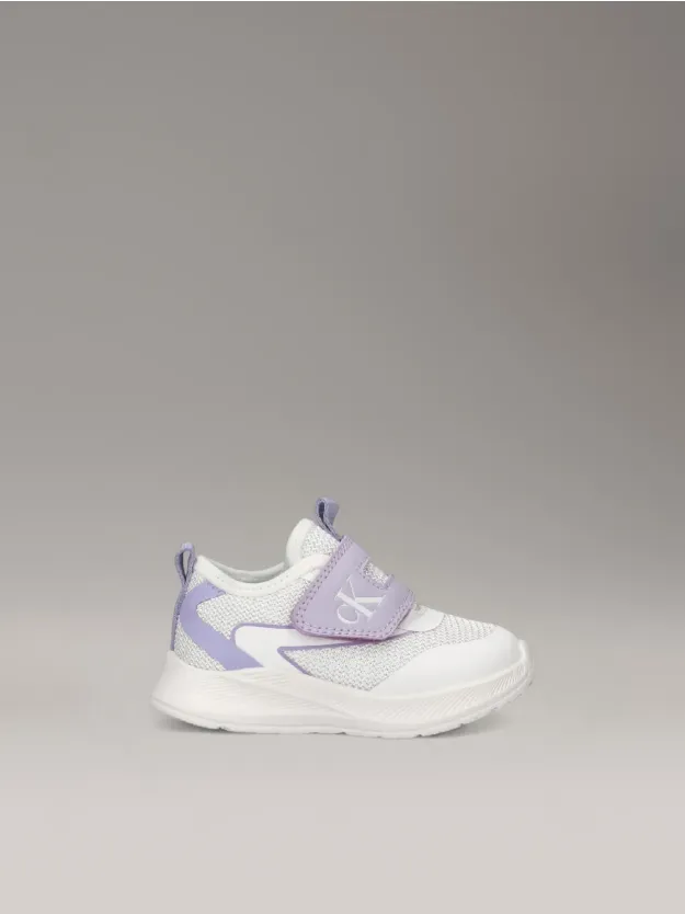 WHITE/LILAC Toddlers and Kids Velcro Trainers
