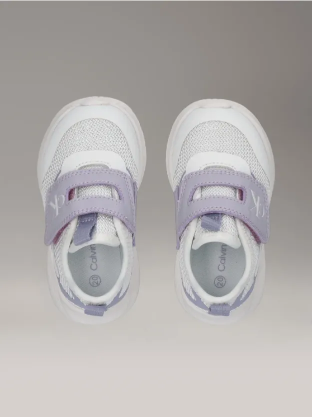 WHITE/LILAC Toddlers and Kids Velcro Trainers