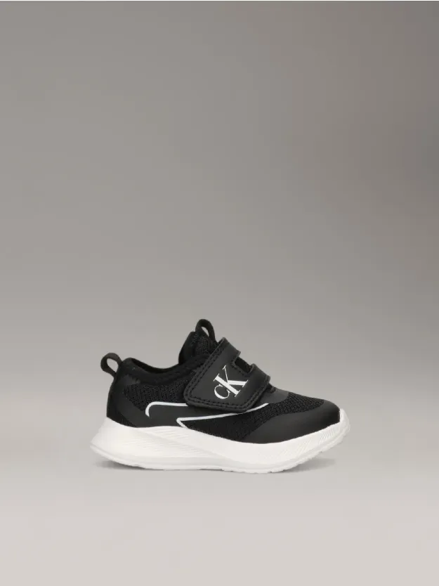 BLACK Toddlers and Kids Velcro Trainers