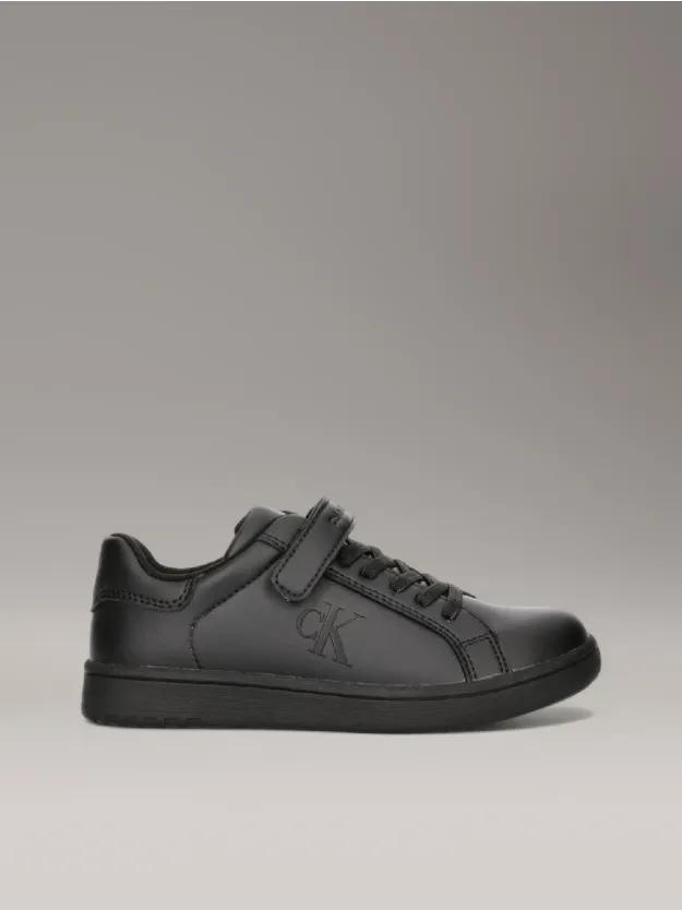 BLACK Kids Velcro Trainers