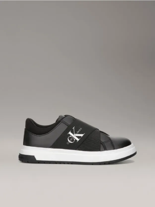 BLACK Kids Slip-On Trainers