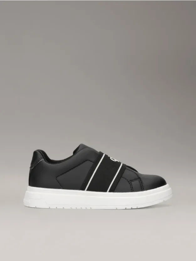 BLACK Kids Slip-On Trainers