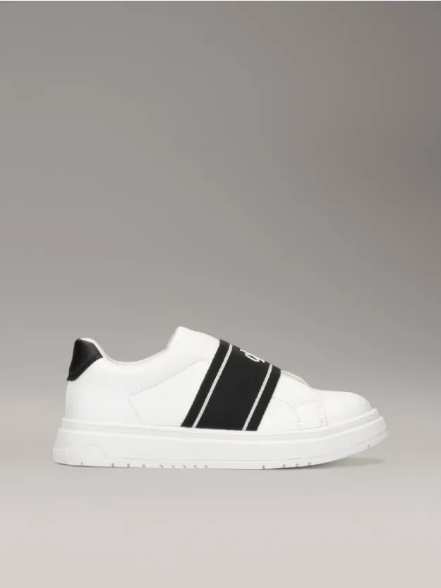 WHITE/BLACK Kids Slip-On Trainers