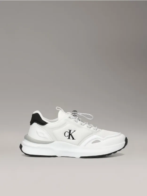 WHITE/BLACK Kids No-Tie Trainers