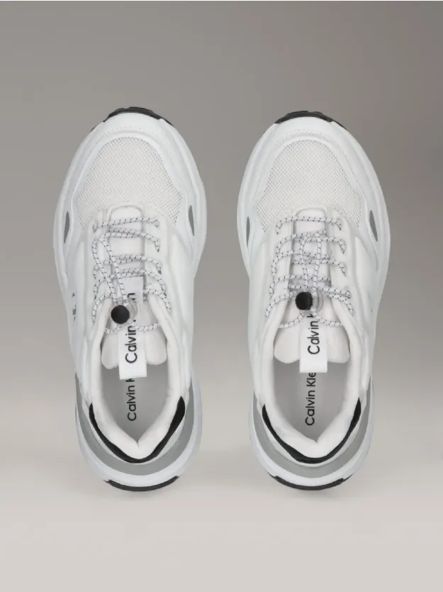 WHITE/BLACK Kids No-Tie Trainers