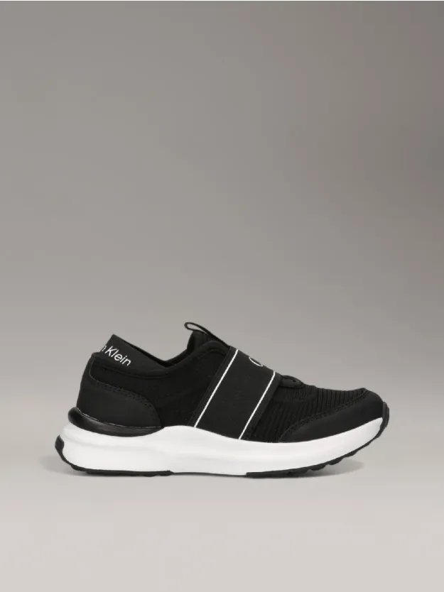BLACK Kids Slip-On Knit Trainers