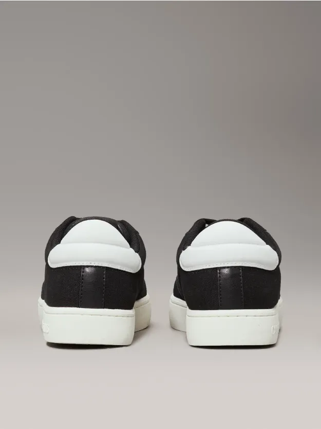 Black/Bright White Canvas Trainers