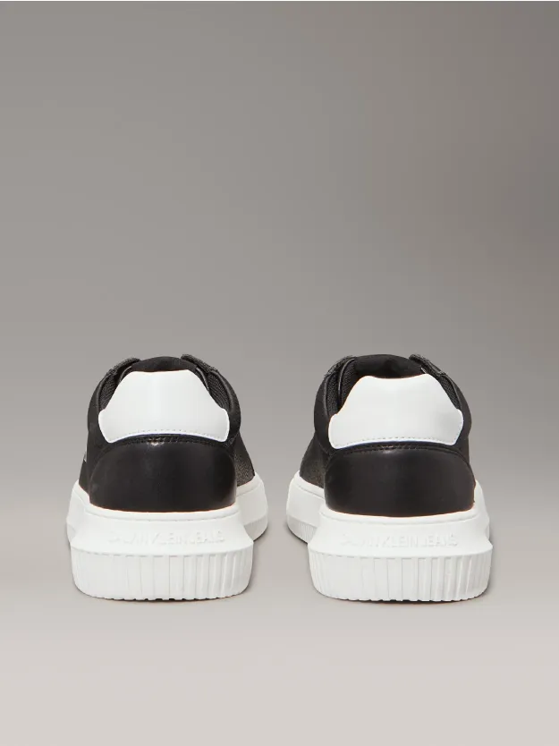 Black/Bright White Leather Trainers