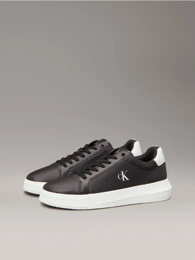 Black/Bright White Leather Trainers