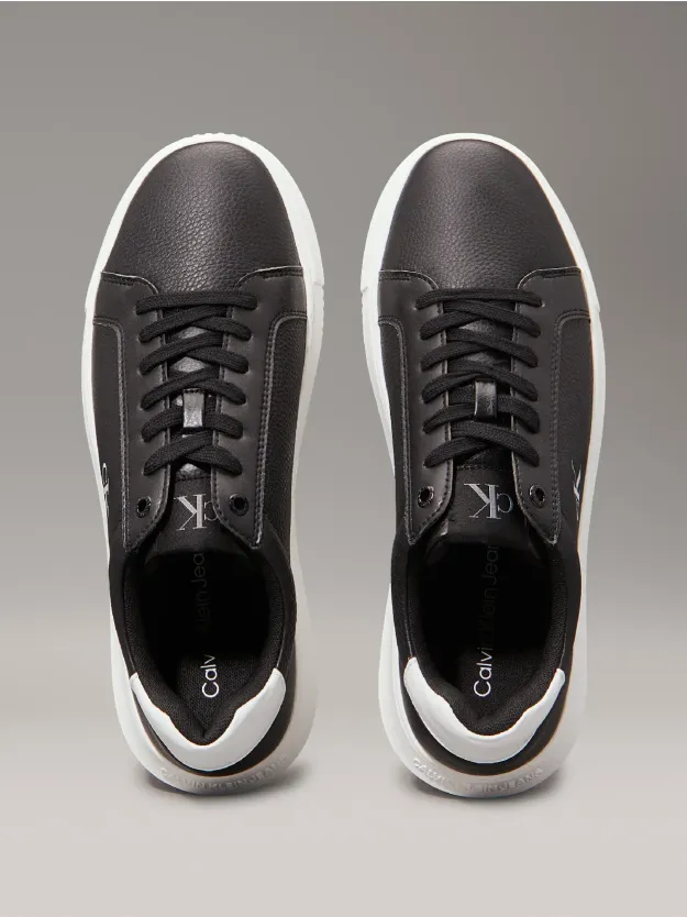 Black/Bright White Leather Trainers