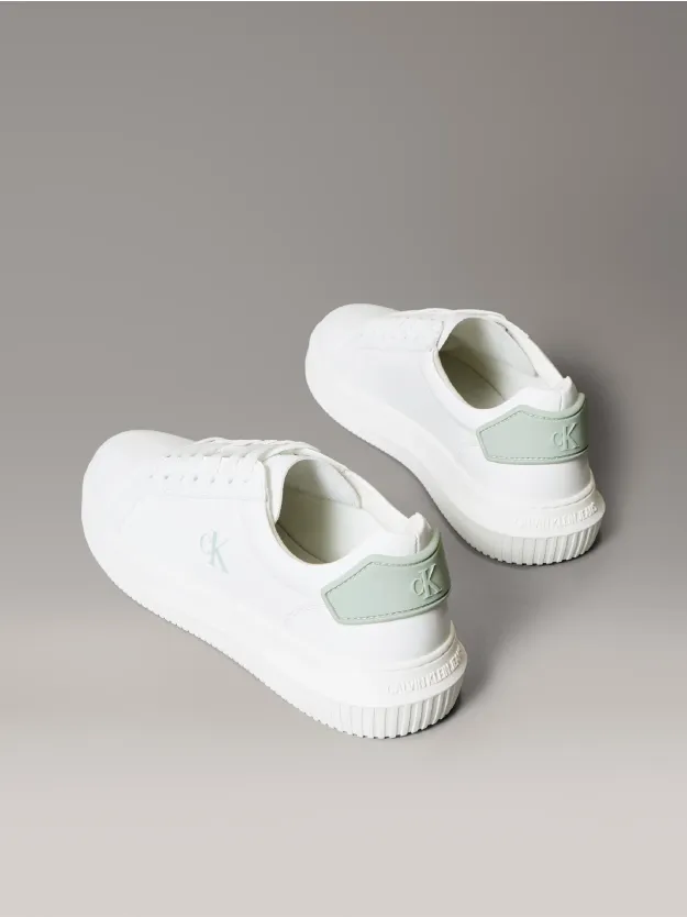 Creamy White/Whisper Pink Leather Trainers