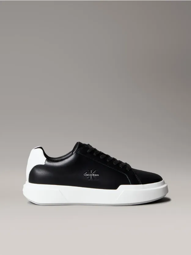 Black/Bright White Leather Durable Traction NYC Trainers