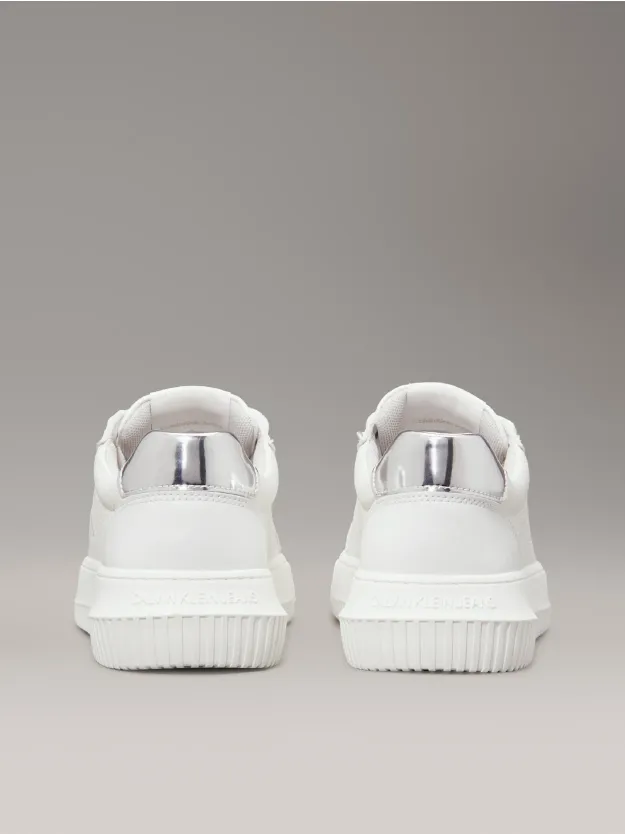 Bright White/Silver حذاء رياضي من الجلد