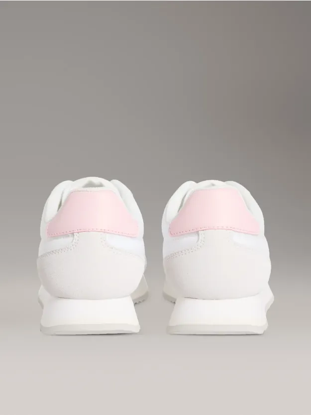 Bright White/Cameo Green حذاء رياضي من الجلد