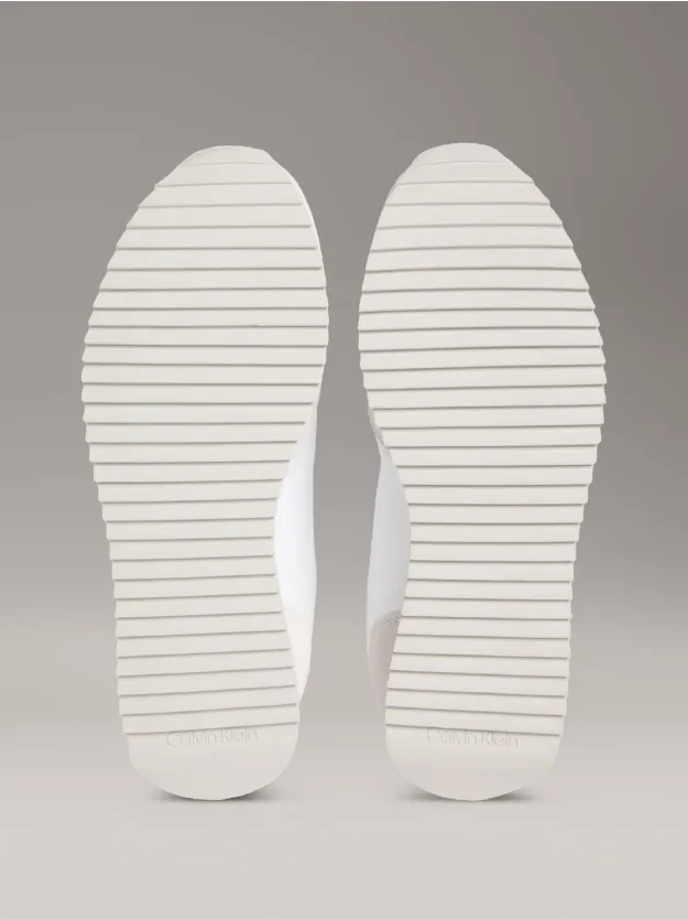 Bright White/Cameo Green حذاء رياضي من الجلد