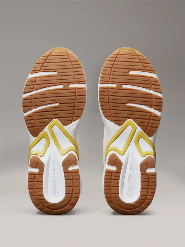 Snow White/Warm Olive Mesh Trainers