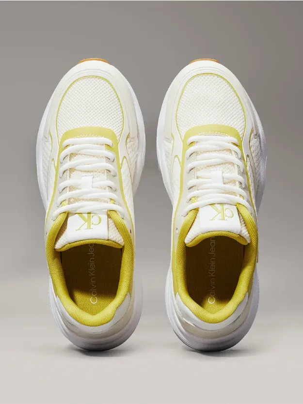 Snow White/Warm Olive Mesh Trainers