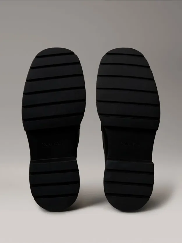 Ck Black حذاء لوفر من الجلد بنعل سميك وخياطة بارزة في المقدمة