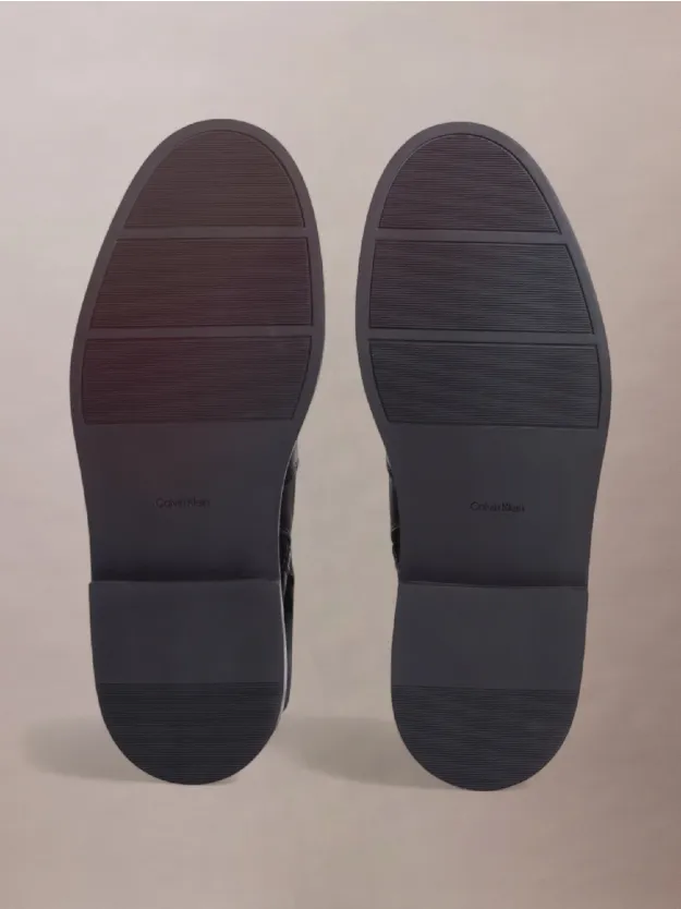 Black حذاء جلدي بوت برباط