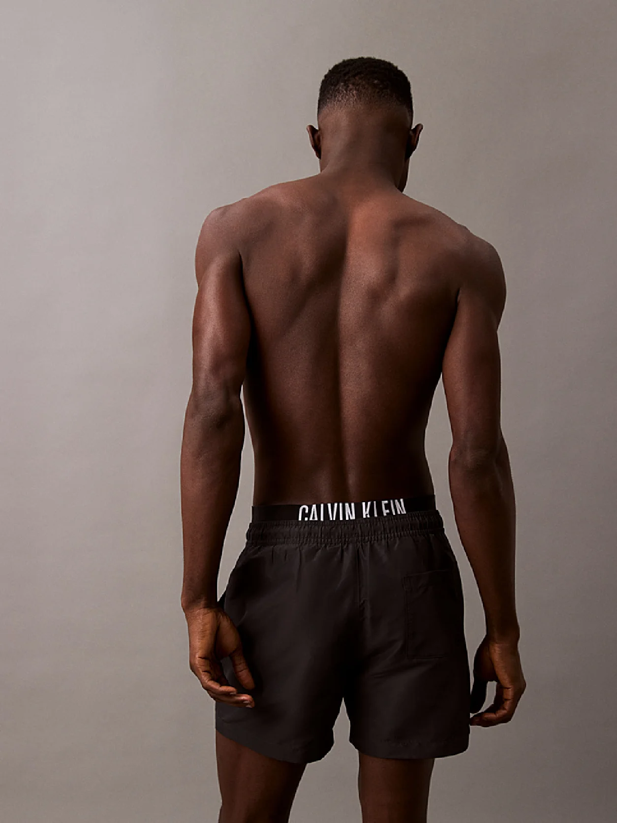 Pvh Black Double Waistband Swim Shorts - Intense Power