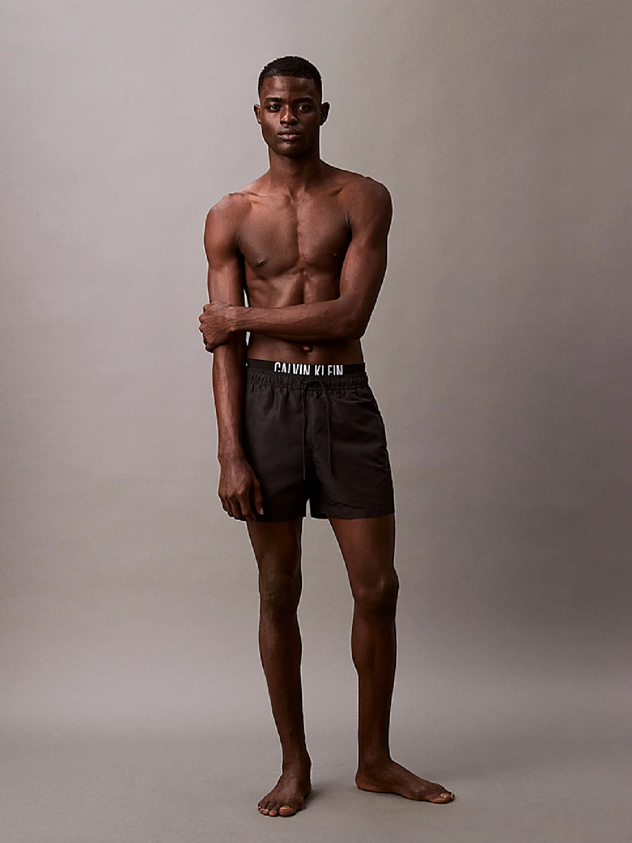 Pvh Black Double Waistband Swim Shorts - Intense Power