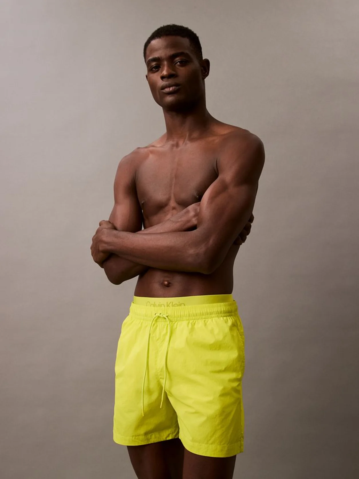 Lemonade Yellow Double Waistband Swim Shorts - CK Soft Nylon