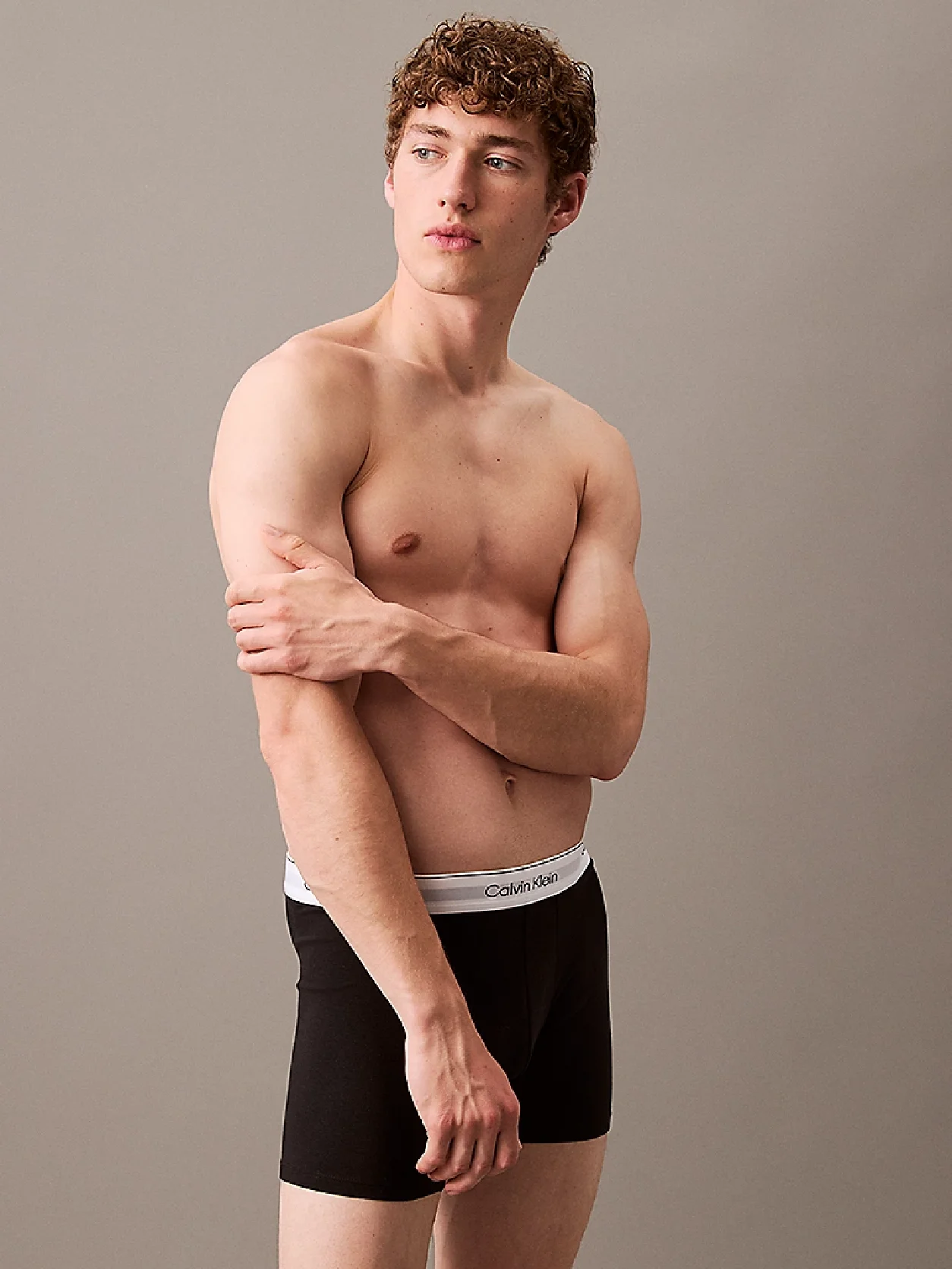 Grey Heather/White/Black طقم سراويل داخلية بوكسر Icon Cotton Stretch من 3 قطع