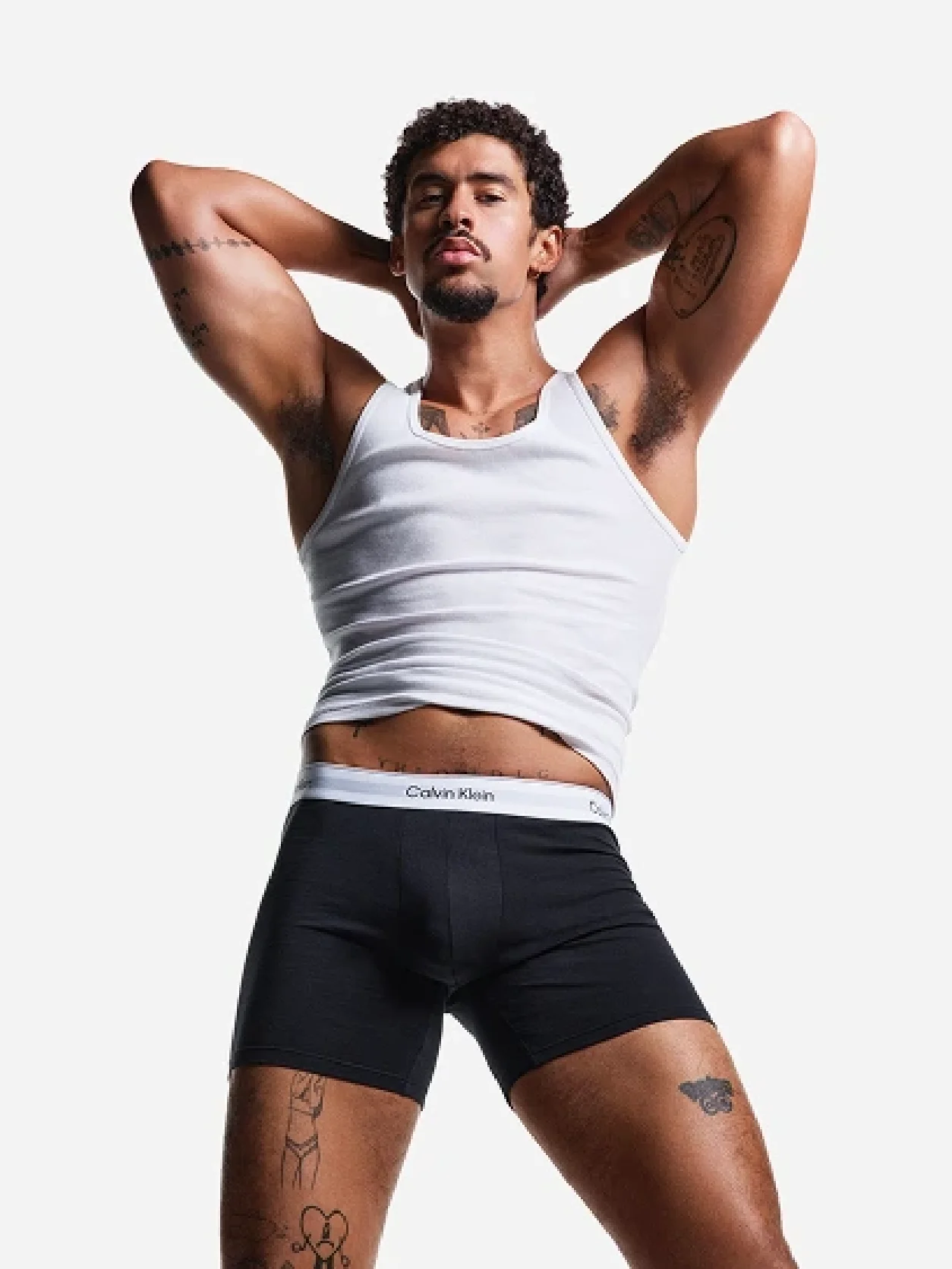 Grey Heather/White/Black طقم سراويل داخلية بوكسر Icon Cotton Stretch من 3 قطع