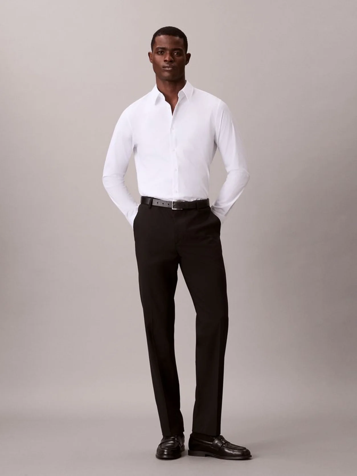 Brilliant White Supima Stretch Cotton Slim Shirt