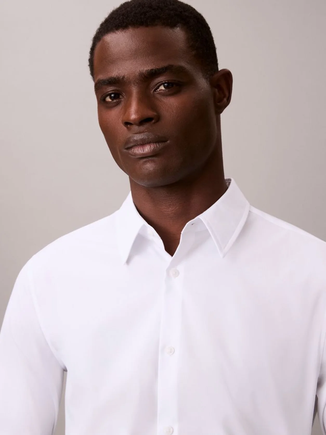 Brilliant White Supima Stretch Cotton Slim Shirt