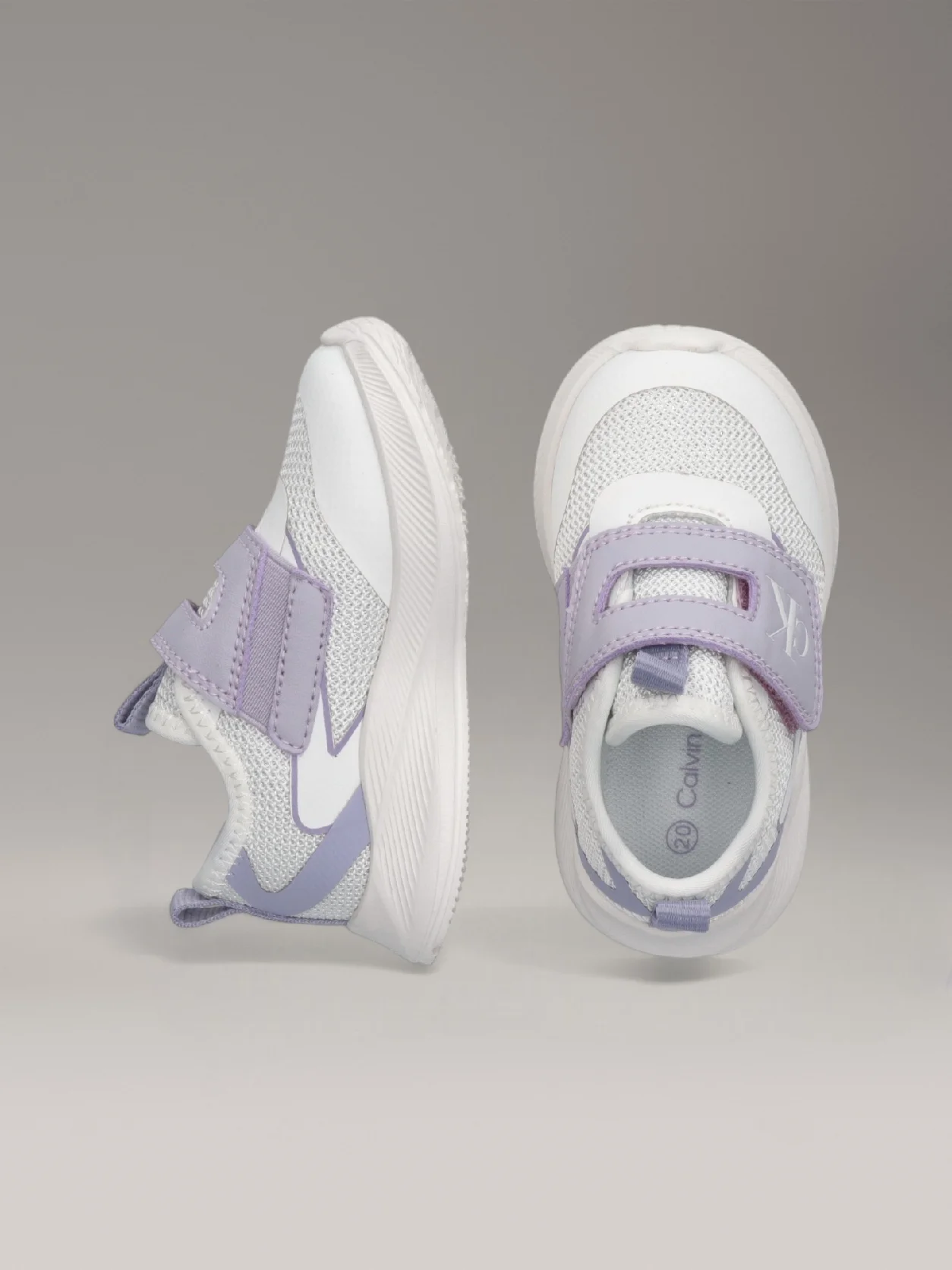 WHITE/LILAC Toddlers and Kids Velcro Trainers