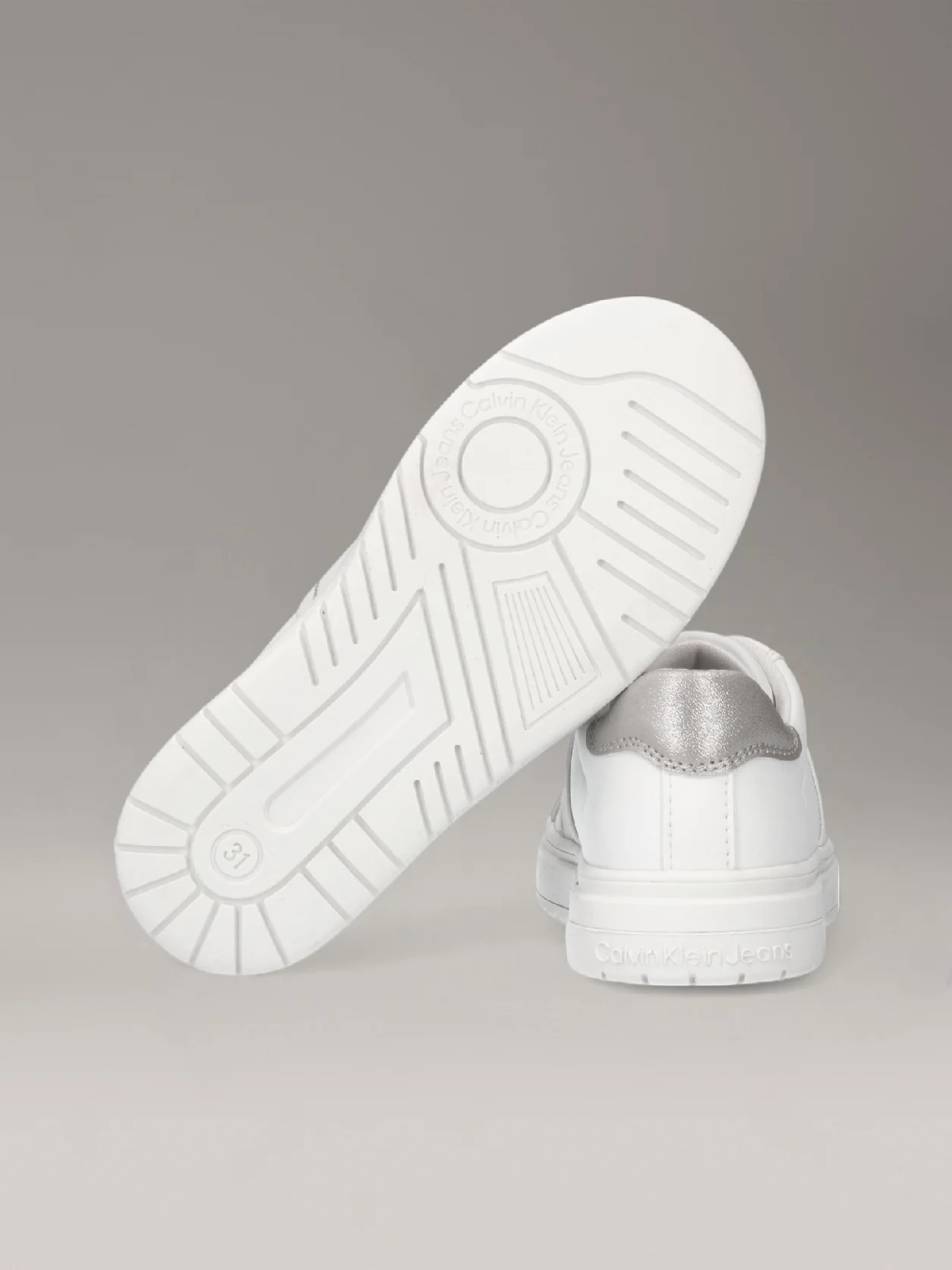 WHITE/SILVER Kids Slip-On Trainers