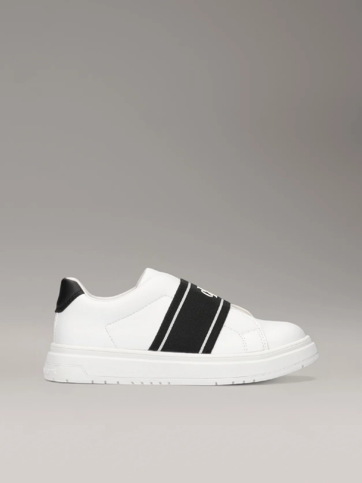 WHITE/BLACK Kids Slip-On Trainers