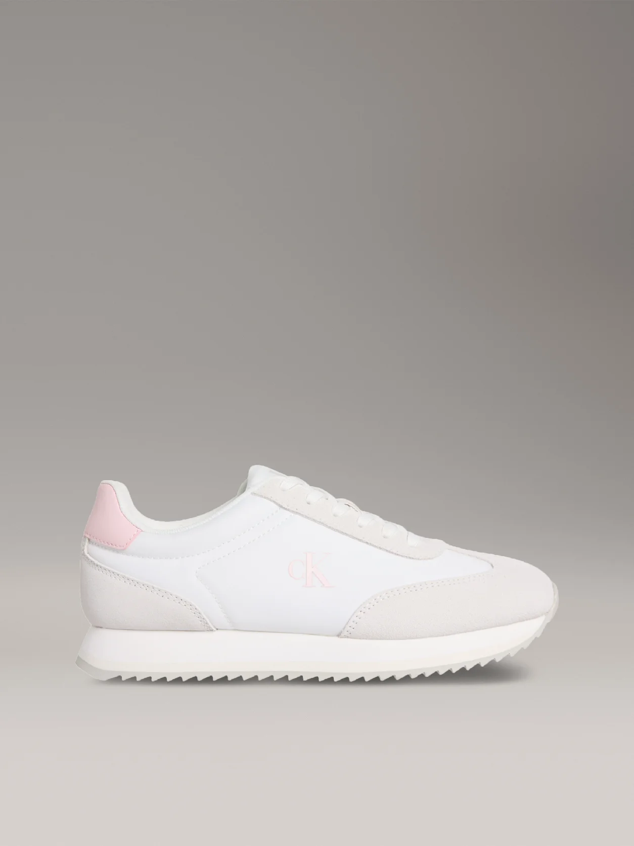 Bright White/Cameo Green حذاء رياضي من الجلد