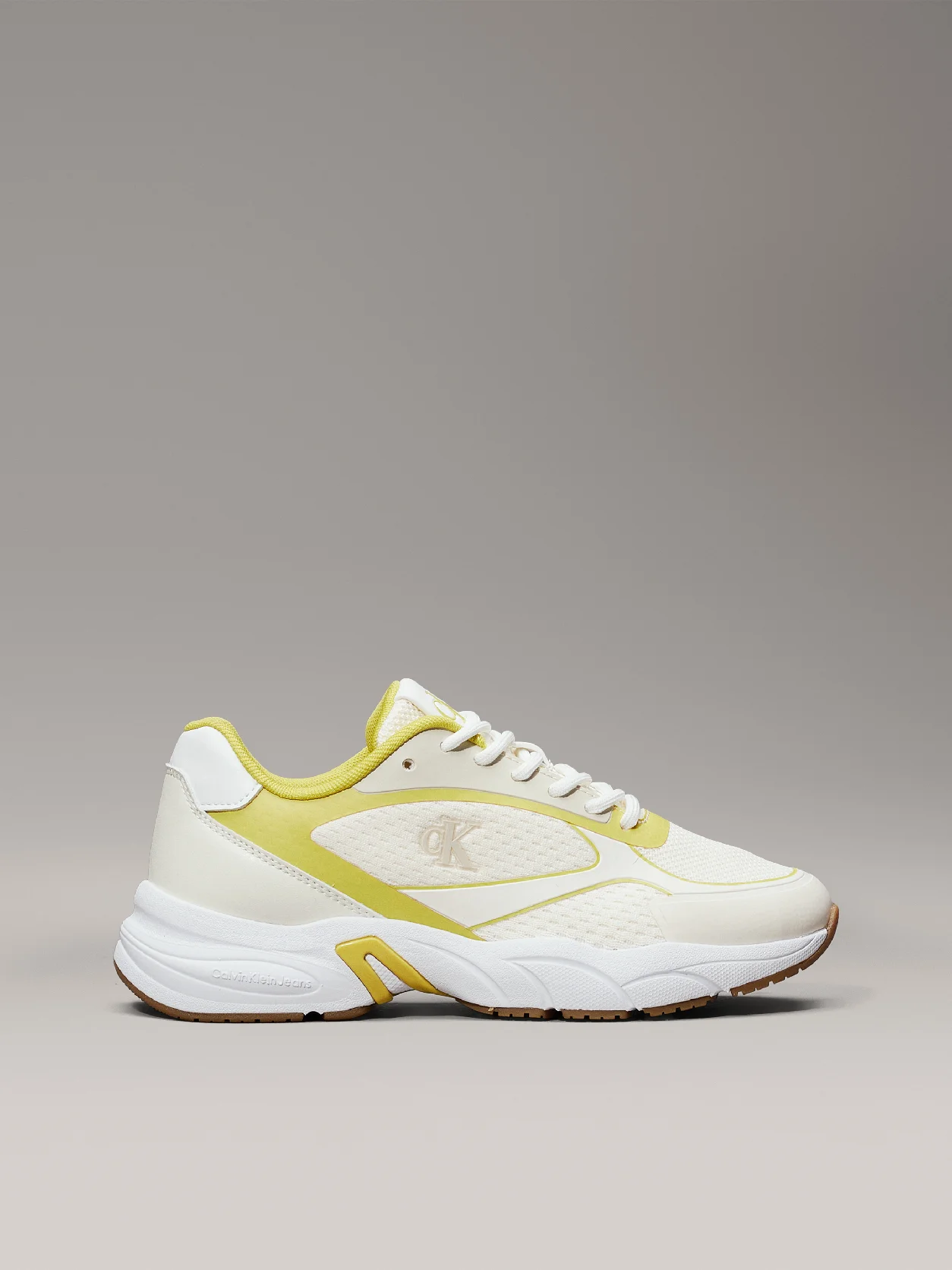 Snow White/Warm Olive Mesh Trainers